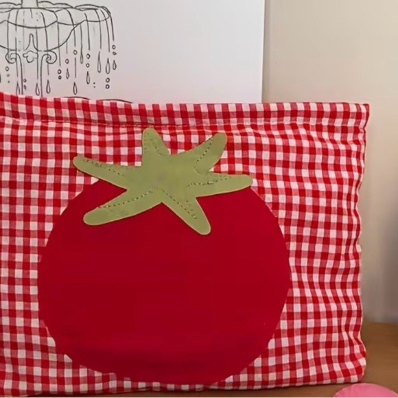 Red Gingham Tomato Appliqué Zip Pouch - Picture 3 of 5